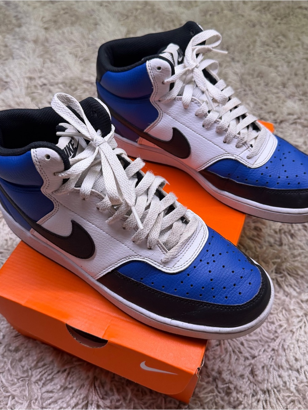 Nike Court Vision Mid Next Nature FQ8740-480 Mens 9.5 Game Royal Black White